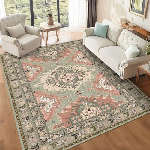 Tapete Vhong Boho Vintage Moderno 5x7 antideslizante lavable miniatura 1