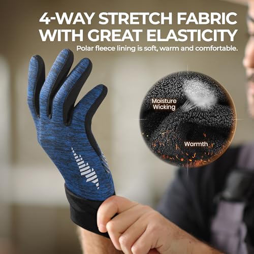 Image of rivmount Lightweight Winter Running Gloves, Touch Screen & Anti-Slip Warm Thermal Glove Liners, Cool Weather Driving Cycling Hiking Biking Walking Sporting for Women Men