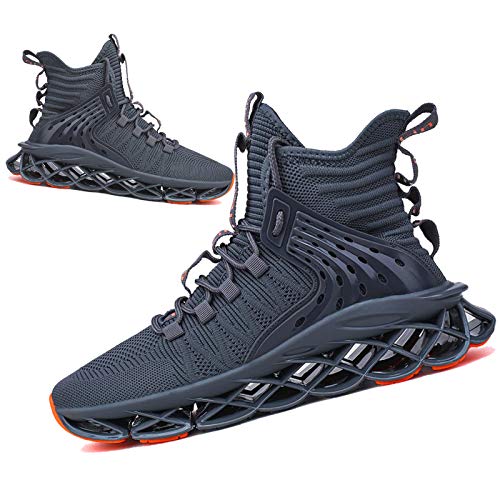 Drantren Men's Running Shoes Slip On Athletic Blade Sock Sneakers Hip Hop Tennis Fashion Grey