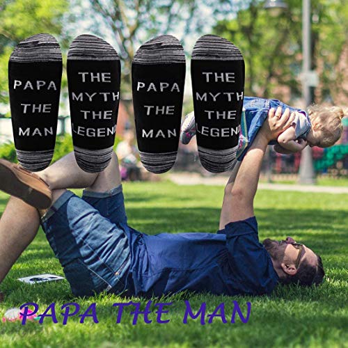 LEVLO Papa Gift Gift for Dad Grandpa Papa The Man The Myth The Legend Cotton Socks Father's Day Gift Mens Birthday Gift4