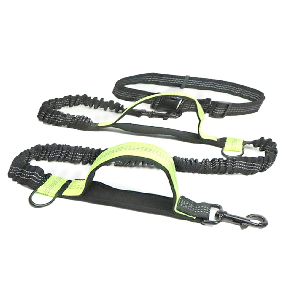 Guinzaglio per Cani da Corsa Guinzaglio per Cani Regolabile Cintura da Passeggio Guinzaglio Cintura per Cani Guinzaglio per Cani a Mani libere Doppio telescopico Riflettente per Cane Verde Chiaro