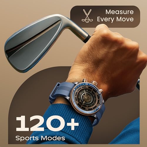 Image of GOBOULT Saber Smart Watch 1.43'' AMOLED Display, Functional Rotating Bezel, AOD, BT Calling, 200+Watchfaces, 700 Nits Brightness, AI Voice Assistant, SpO2 Monitoring, 120+ Sports Mode (Blue)