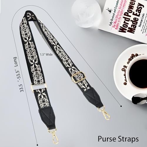 Image of Purse Strap,1.5 inch Leather End Shoulder Strap Adjustable Replacement,Retro Multi-Pattern Crossbody Bag Straps