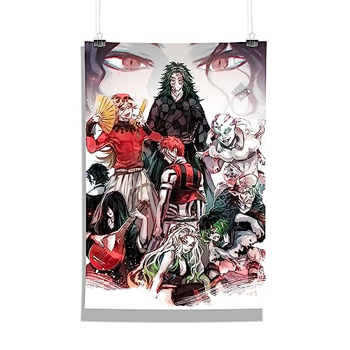 Image of MCSID RAZZ - Demon Slayer - Design A4 Size Poster (With Frame) - Best Gift For Demon Slayer Fans /Best Artifacts To Your Home & Decor /For Anime Fandom (Upper Moons Assemble)