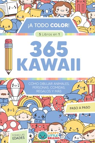 365 KAWAII: Cómo dibujar animales, personas, comida, regalos y más (5 libros en 1)...