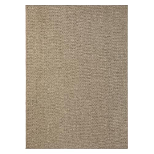TOWN & COUNTRY BASICS Pax Herringbone - Everwash® - Alfombra de área lavable, pelo bajo, parte trasera antideslizante, fácil de limpiar, apta para mascotas y familias, marrón, 7 pies 10 x 10 pies 2