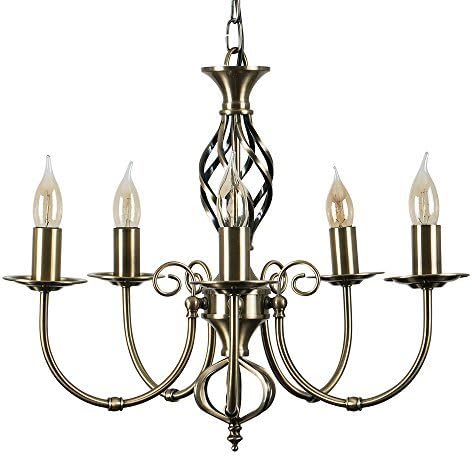 MiniSun Traditional Style Antique Brass Barley Twist 5 Way Ceiling Light Chandelier