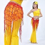 Material: Spandex XSWY Frauen Bauchtanz Hüfttuch Tribal Fringe Pailletten Triangle Tassel Hip Schals Bauchtanz Zubehör 12 Farben Einfach zu verwenden (Farbe : Rot)
