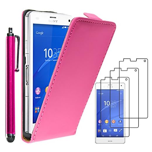 ebestStar – kompatibel med Sony Xperia Z3 Compact skal PU konstläder fodral med vikning, mobilskal skyddsfodral fodral + penna +3 skyddsfolier, rosa [Telefon: 127,3 x 64,9 x 8,6 mm, 4,6 tum]