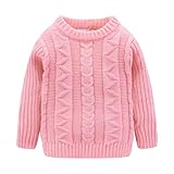 Mud Kingdom Warm Sweater for Girls Crewneck Lightweight Pink Size 7-8