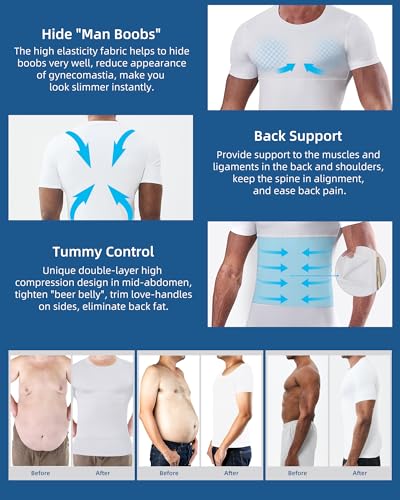 KOCLES Mens Slimming Compression Shirt, Slimming Undershirt Shirts for Men Body Shaper Shapewear Tummy Control2