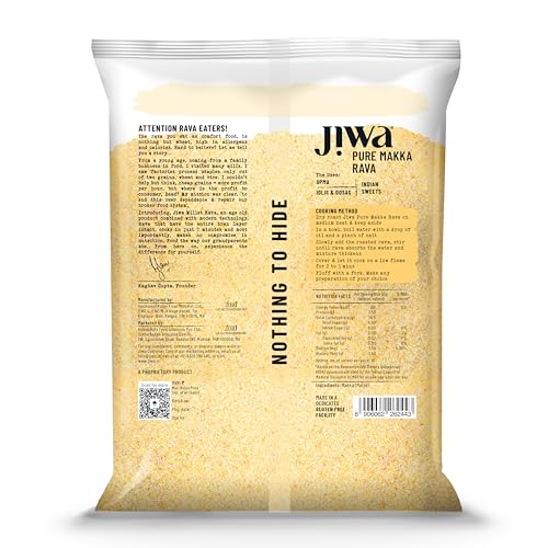 Image of Jiwa Pure Makka Rava | 500 G | Cooks In 7 Minutes | Wholegrain | Broken Corn /Makki Rava | Gluten Free (Pack of 3)