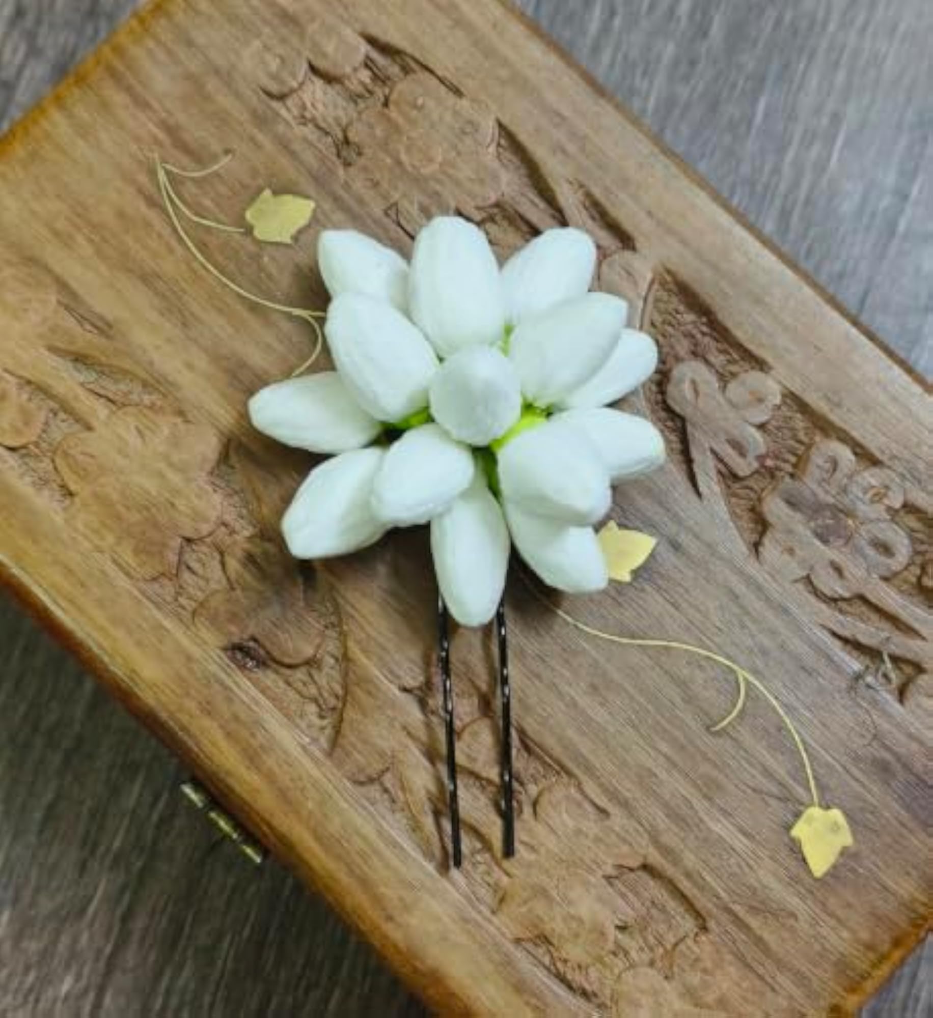Traditional Artificial Malli Poo U Pin for Hair Jasmine Flower