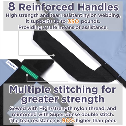 Positioning Bed Pad with Reinforced Handles 43" x 36" Patient Transfer Sheet Aid Assistant for Body Lifting, Turning, Repositioning, for Elderly, Incontinence, Caregiver, Blue Gray - Thumbnail 3