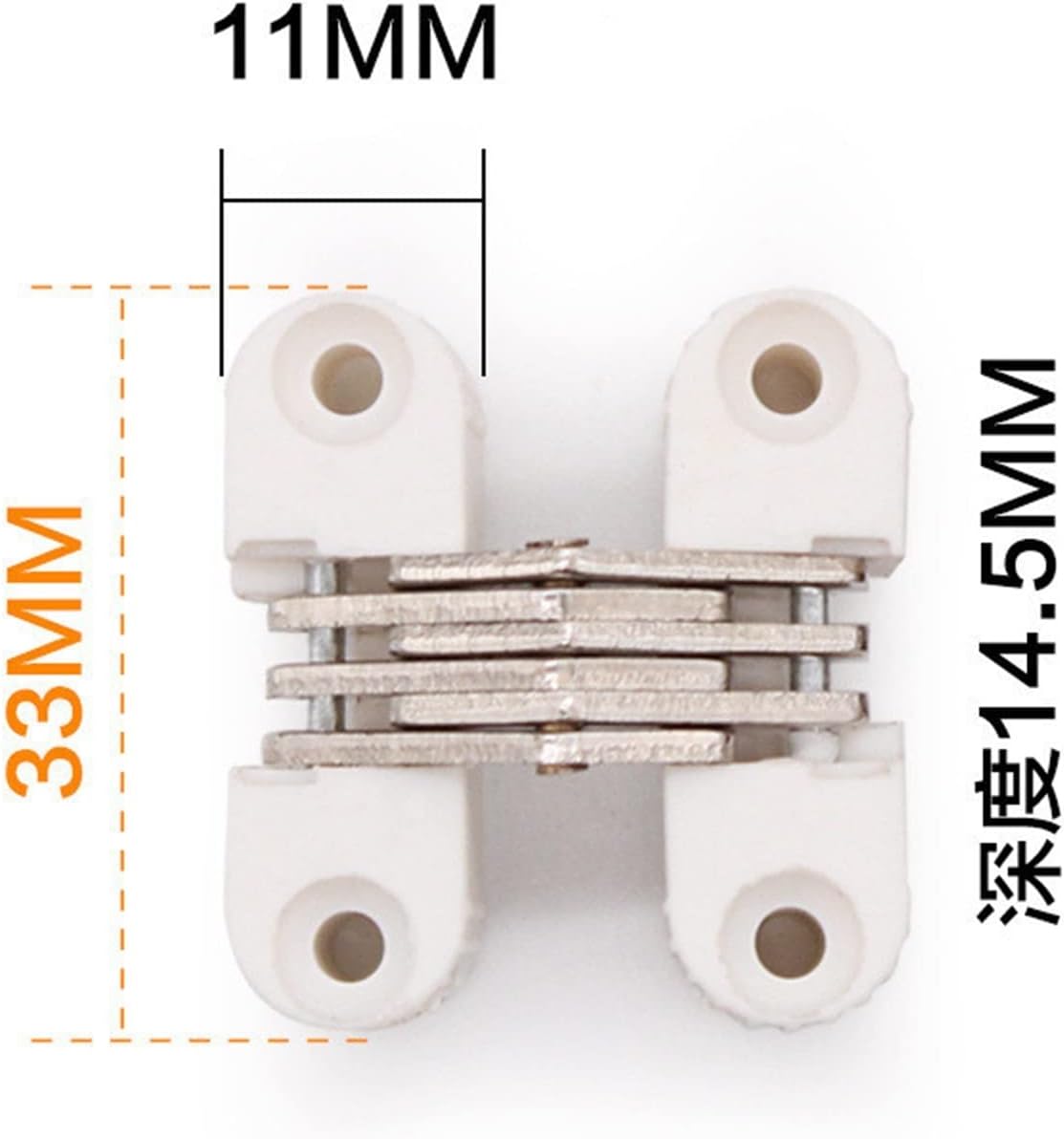 Hinges 4pcs Hidden Hinges 33x11MM Folding Plastic Invisible Barrel Cross Hinge for Door Window Dining Table Furniture Accessories (Color : Brown)
