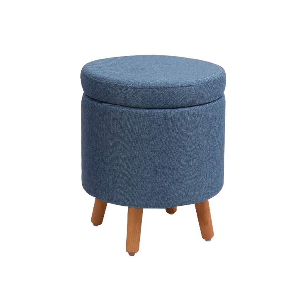 FINDYU Reposapiés De Almacenamiento, Antideslizante Compacto Niños Banco Redondo Adultos Cambia De Zapatos Taburete para Sala Pasillo (Color : Azul, tamaño : 40cm)