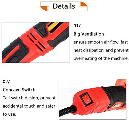 5-ostrzowy elektryczny zestaw do rzeźbienia w drewnie, 11K RPM High Speed Grawer do precyzyjnej pracy rzemieślniczej i detalicznej, ergonomiczny uchwyt z otworem chłodzącym lar dla niskiego zmęczenia