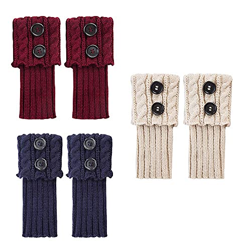 Women Boot Knit Cuffs,Short Crochet Leg Warmers, Variety Of Styles Winter Warm Cuff Socks 6 Pairs By Redess #TOP4