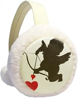Love Cupid Angel Aquecedor de orelhas de inverno com padrão de coração de lã peluda para uso ao ar livre
