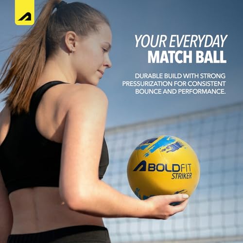Image of Boldfit Volleyball Standard Size for Men and Women Sports Volley Ball with Free Pin Strong Grip Vollyball Original Brand Volleyball for Boys Super Volly Ball - Striker Yellow