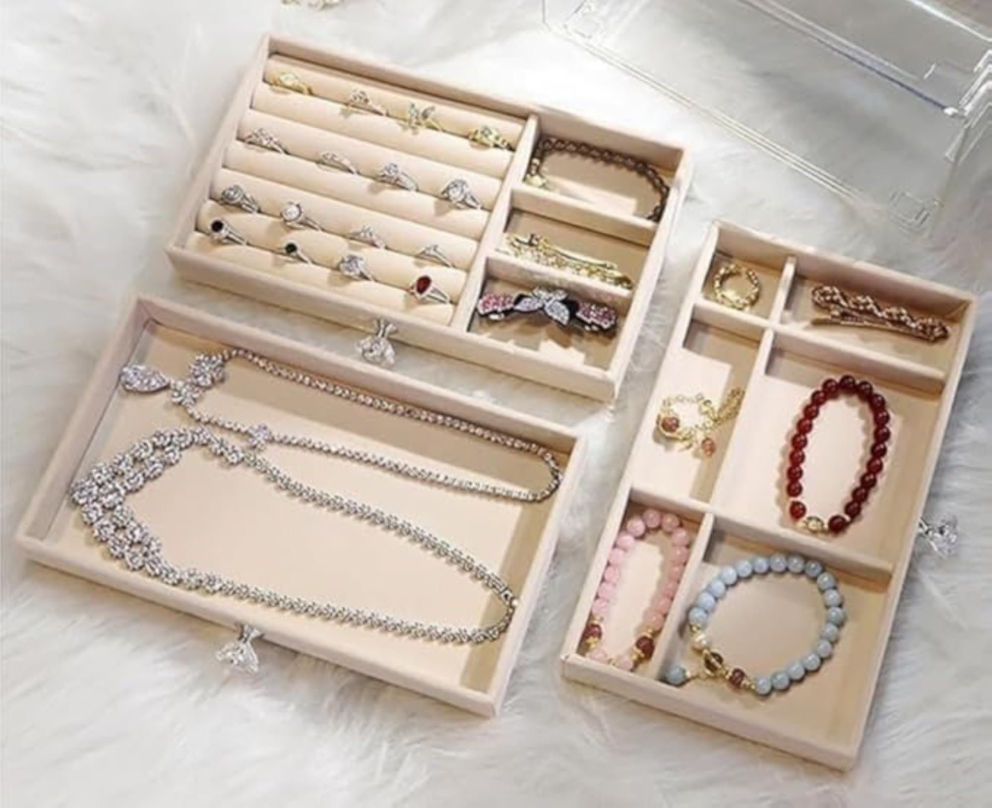 Clear Jewelry Organizer Box with 3 Drawers