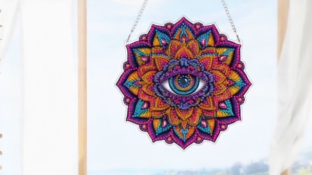 VAIIEYO Kit Peinture Diamant 5D Halloween Citrouille à Suspendre - Pendentif DIY Brillant 20x20cm Pour Porte, Fenêtre Et Décoration Murale