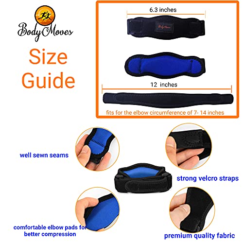 Bodymoves Tennis Elbow Brace (2Pcs) Plus Hot And Cold Ice Pack Support Gear For Sports Daily Use To Reduce Joint Pain And Treat Tendonitis Bursitis, Basketball Golfers Elbow, Gym #TOP1