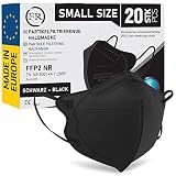 FiRiO® 20x Masque FFP2 Petite Taille S [MADE IN EUROPE] - Noir FFP2 Petite Taille Certifié CE Selon EN149:2001+A:2009 - Masque FFP2 Noir - FFP2 Small Size Couleur Noir - 20x Masque FFP2 Petit Visage