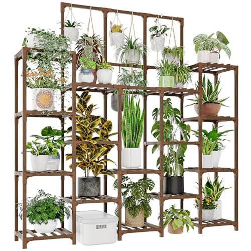 GENTINGBRO Plant Stand Indoor Outdoor 63' Tall Plant Shelf for Plants 14-Tier Large Plant Sheves for Living...