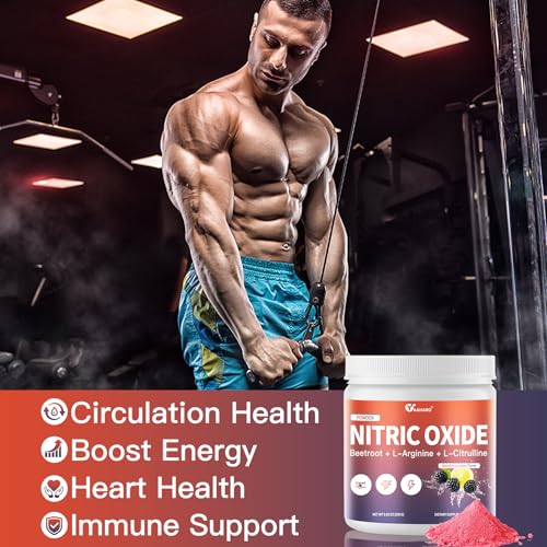 Image of Nitric Oxide Supplement - Beet Root Powder with L-Citrulline & L-Arginine, Nitric Oxide Supplements for Men Women with Beetroot, Supports Energy, Heart Health, BlackBerry Lemon Flavor, 35-Day Supply