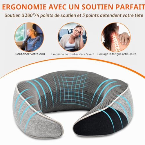 Coussin De Voyage Avion : Coussin de Voyage, Oreiller de Voyage en Mousse Mémoire Coussin Avion... – Image 3