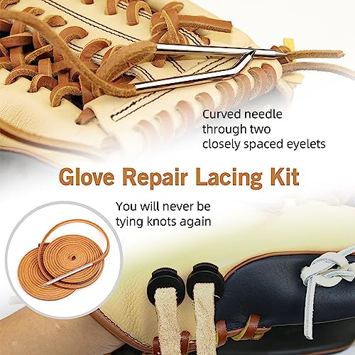 Baseball Glove Relacing Kit, Baseball Glove Repair Kit, Softball and Baseball Glove Lace Kit, Baseball Glove Lacing Needle, Lacing Repair in Baseball Gloves Well Made and Easy to Use