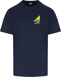 Gas Safe Classic Premium T shirt Embroidered Personalised Workwear Top Customise (L, Navy)