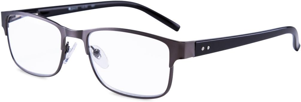 EYEGUARD Readers Metal Deluxe Rectangular Reading Glasses for Men 3.00
