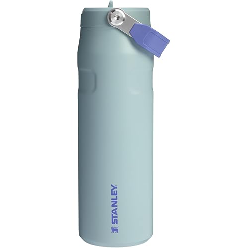 Stanley IceFlow Flip Straw 2.0 Water Bottle 24 oz | Built-In Straw for Travel and Sports | Lightweight and Leak Resistant | Insulated Stainless Steel | BPA-Free | Blue Cactus