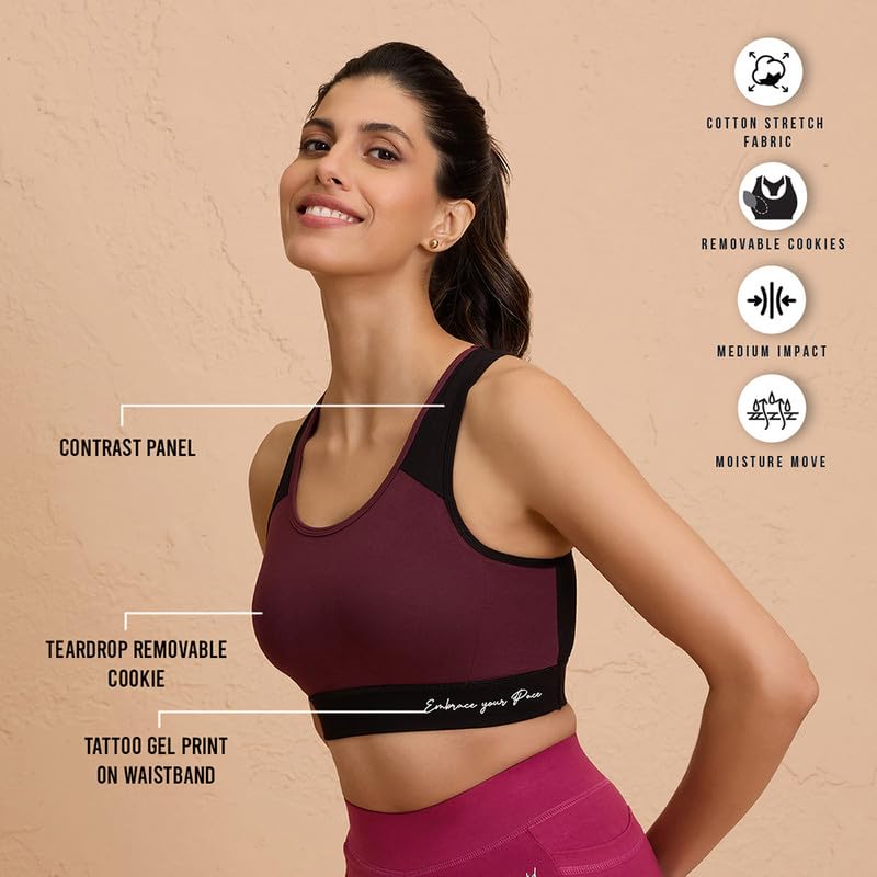 Image of NYKD (NYK904 Ultimate High Impact Non Wired & Padded Sports Bra for Women | Bounce Control with Quick Dry Formula & Multiway Straps | Ideal for Gym, Workout & Yoga