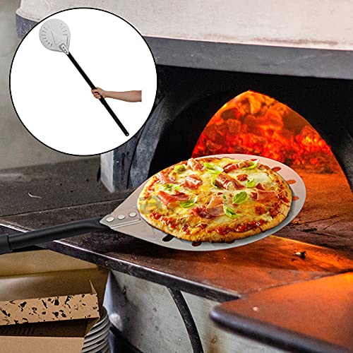 LOVIVER Pá de pizza perfurada giratória antiqueimadura com cabo longo, pá de pizza, acessórios para