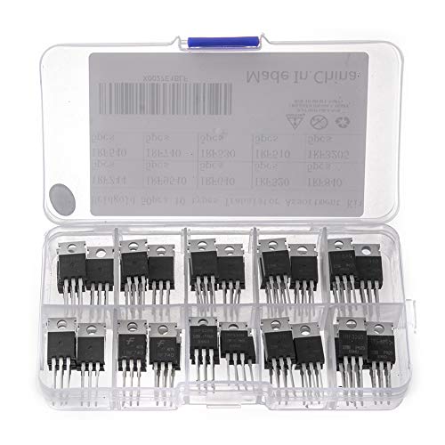 Bridgold 50Pcs 10Types Irf Series Mosfet Transistors Assortment Kit, Including Irfz44 Irf510 Irf520 Irf530 Irf540 Irf640 Irf740 Irf840 Irf3205 Irf9540 Package #TOP2