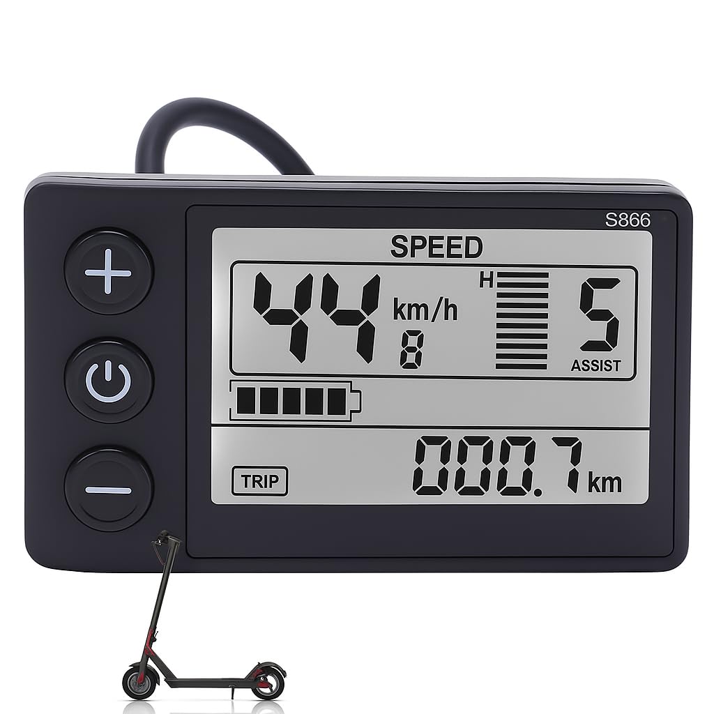 Écran LCD de vélo électrique S866 compteur d'affichage universel 24V 36V 48V avec prise étanche