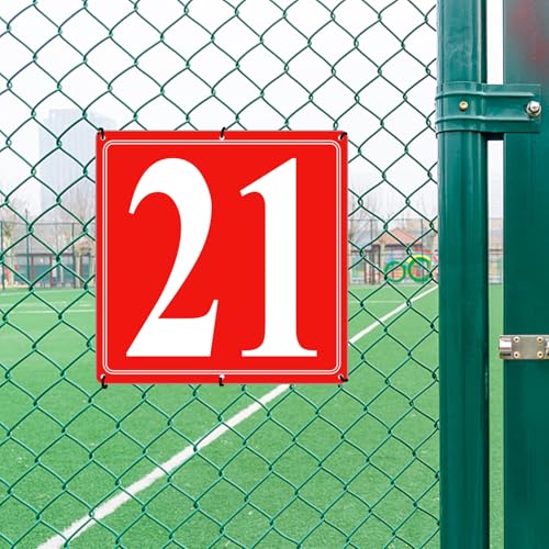 Image of Premium Aluminum Number Signs 21, Metal 12 inch X 12 inch Red Numbered Signs Outdoor for Parking Lots, Floor, Dock, Court, Aisle, Field, High Visibility, No Fade, Weather-resistant