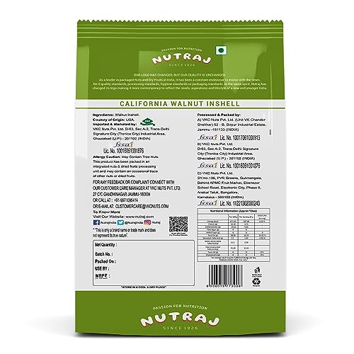 Image of Nutraj California Inshell Walnuts 1kg (500g x 2) | Akhrot | Dry Fruits | Nuts | Grocery Items.