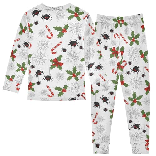 Pajama Sets Long Sleeve Holly Spiders Candy Canes Soft Comfy Sleepwear 2 Piece PJS 3-8T3