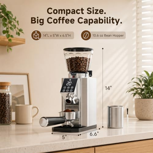 Image of AMZCHEF Electric Conical Burr Coffee Grinder, 45 Settings, Stainless Steel Burrs with Timer & Dosing Control, Low-Mess Design for Espresso, Pour Over & French Press, for Beginners & Home Baristas