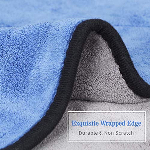 Image of Auto Hub Heavy Microfiber Cloth 500 GSM (Size 60cm x 40cm) /Pack of 1,for Car Cleaning and Detailing, Double Sided, Extra Thick Plush Microfiber Cloth Lint-Free, Color:- Blue