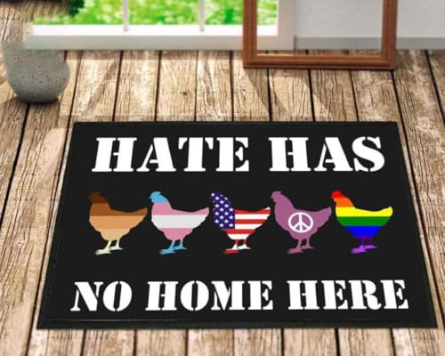 ���փ}�b�g LGBT�����͂����ɂ͑��݂��Ȃ��B�`�L���E�t�H�[�E�t�����h 50×80cm doormat LGBT Hate Has No Home Here Chicken For Friend