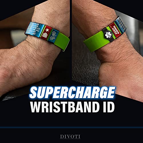 Divoti Supercharge Wristband Id, Silicone Clasp Identification Bracelet And Sport Id For Athletes - Blue Tag/Purple Rose Silicone Band - 13Mm #TOP7