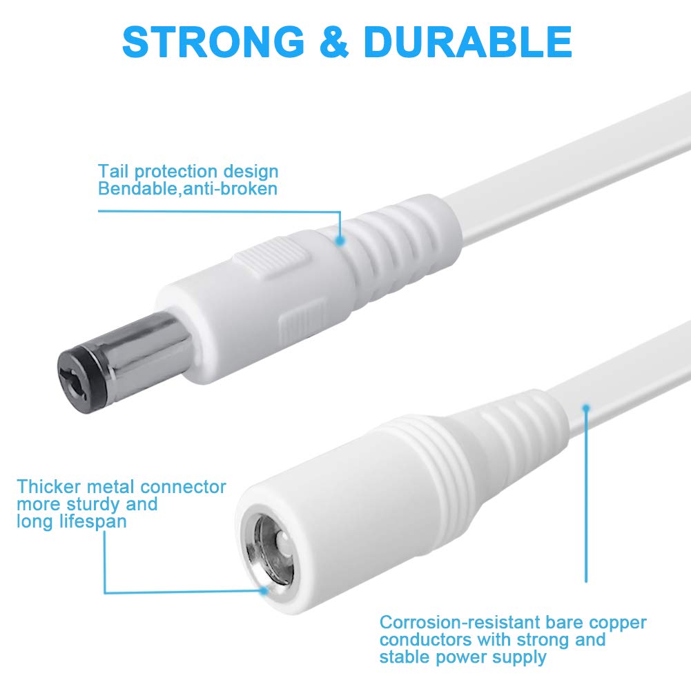 SIOCEN【3-Pack】 20ft DC Power Extension Cable,5.5mm x 2.1mm 12v Extension Cord Security Camera Power Cable Male to Female for CCTV IP Indoor Camera Dvr Standalone LED Strip,Supply Adapter