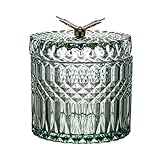 Material: glass MGRECK Tarro de Cristal de Mariposa, Tarro de Caramelo, joyería para el hogar, Caja de bastoncillos de algodón, Tarro de Almacenamiento de joyería, Adornos de decoración de Escritorio  (C)