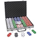 Comie Poker Chips with Numbers,500PCS Poker Chip Set with Aluminum Travel Case,11.5 Gram Poker Set for Texas Holdem Blackjack Gambling.