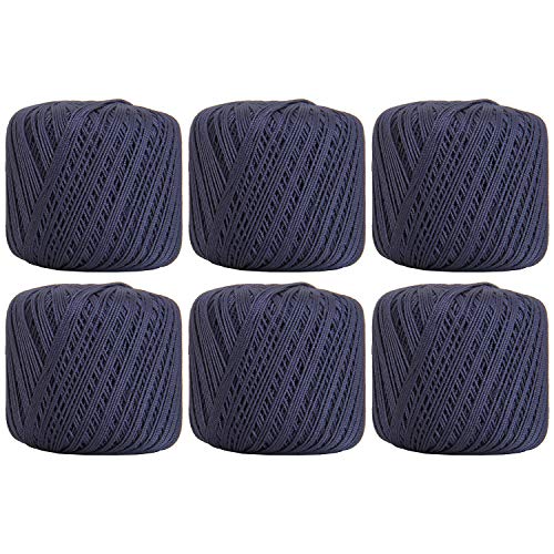 Image of ThreadArt 100% Cotton Crochet Thread Size 3, 6 Ball Pack, Navy 38 | Soft pure cotton crochet thread for lace, doilies, amigurumi and crafts. Smooth finish with crisp stitch definition.
